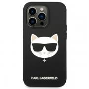 Carcasa Karl Lagerfeld Silicone Choupette Head cu MagSafe compatibila cu iPhone 14 Pro Max, Negru