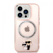 Carcasa Karl Lagerfeld Ikonik Karl and Choupette cu MagSafe compatibila cu iPhone 14 Pro, Roz