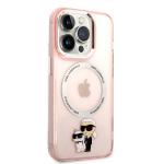 Carcasa Karl Lagerfeld Ikonik Karl and Choupette cu MagSafe compatibila cu iPhone 14 Pro, Roz 5 - lerato.ro