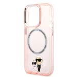 Carcasa Karl Lagerfeld Ikonik Karl and Choupette cu MagSafe compatibila cu iPhone 14 Pro, Roz 7 - lerato.ro