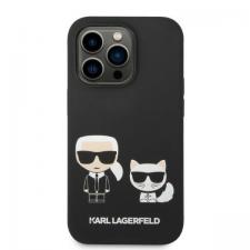 Carcasa Karl Lagerfeld Liquid Silicone Ikonik Karl and Choupette cu MagSafe compatibila cu iPhone 14 Pro, Negru