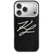 Husa Karl Lagerfeld IML Glitter KL Diamond Logo compatibila cu iPhone 17 Pro, Negru
