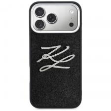 Husa Karl Lagerfeld IML Glitter KL Diamond Logo compatibila cu iPhone 17 Pro Max, Negru