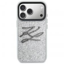 Husa Karl Lagerfeld IML Glitter KL Diamond Logo compatibila cu iPhone 17 Pro Max, Silver