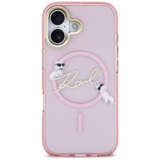 Husa Karl Lagerfeld IML Choupettes and Karl Script Logo cu MagSafe compatibila cu iPhone 17, Roz
