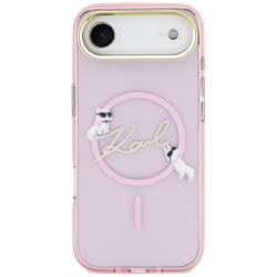 Husa Karl Lagerfeld IML Choupettes and Karl Script Logo cu MagSafe compatibila cu iPhone 17 Air, Roz