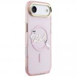 Husa Karl Lagerfeld IML Choupettes and Karl Script Logo cu MagSafe compatibila cu iPhone 17 Air, Roz 5 - lerato.ro