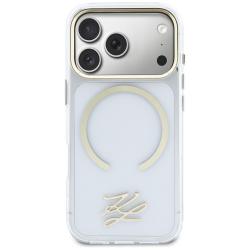 Husa Karl Lagerfeld IML KL Script Logo cu MagSafe compatibila cu iPhone 17 Pro Max, Transparent