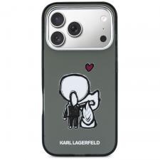 Husa Karl Lagerfeld Karl and Choupette Back Logo cu MagSafe compatibila cu iPhone 17 Pro, Negru / Gri
