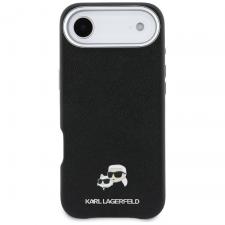 Carcasa Karl Lagerfeld Karl and Choupette Head Pins Saffiano cu MagSafe compatibila cu iPhone 17 Air, Negru