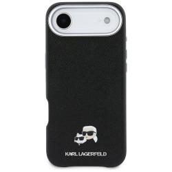 Carcasa Karl Lagerfeld Karl and Choupette Head Pins Saffiano cu MagSafe compatibila cu iPhone 17 Air, Negru