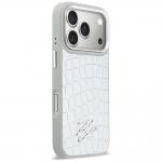 Husa Karl Lagerfeld Croco KL Script Logo cu MagSafe compatibila cu iPhone 17 Pro Max, Silver 5 - lerato.ro