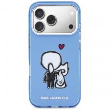Husa Karl Lagerfeld Karl and Choupette Back cu MagSafe compatibila cu iPhone 17 Pro, Albastru