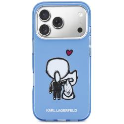 Husa Karl Lagerfeld Karl and Choupette Back cu MagSafe compatibila cu iPhone 17 Pro, Albastru