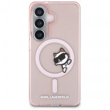 Husa Karl Lagerfeld IML Peekaboo Choupette cu MagSafe compatibila cu Samsung Galaxy S26, Roz