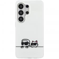 Husa Karl Lagerfeld IML Peekaboo Karl and Choupette cu MagSafe compatibila cu Samsung Galaxy S26 Ultra, Alb