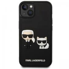 Carcasa Karl Lagerfeld Karl and Choupette Ikonik 3D compatibila cu iPhone 14 Plus / 15 Plus, Negru