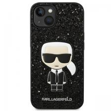 Carcasa Karl Lagerfeld Glitter Flakes Ikonik compatibila cu iPhone 14 Plus / 15 Plus, Negru