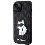 Carcasa Karl Lagerfeld Saffiano Monogram Choupette compatibila cu iPhone 14 Plus / 15 Plus, Negru 3 - lerato.ro