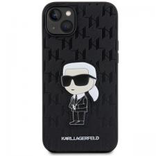 Carcasa Karl Lagerfeld Saffiano Monogram Ikonik compatibila cu iPhone 14 Plus / 15 Plus, Negru
