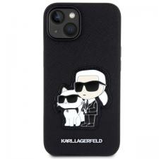 Carcasa Karl Lagerfeld Saffiano Karl and Choupette compatibila cu iPhone 14 Plus / 15 Plus, Negru