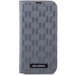 Husa flip cover Karl Lagerfeld Saffiano Monogram compatibila cu iPhone 14 Pro Max, Silver 2 - lerato.ro