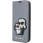 Husa flip cover Karl Lagerfeld Saffiano Karl and Choupette compatibila cu iPhone 14 Pro Max, Silver 4 - lerato.ro