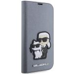Husa flip cover Karl Lagerfeld Saffiano Karl and Choupette compatibila cu iPhone 14 Pro Max, Silver 6 - lerato.ro