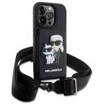 Husa Karl Lagerfeld Crossbody Saffiano Karl and Choupette compatibila cu iPhone 14 Pro Max, Negru 4 - lerato.ro