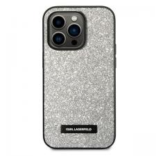 Husa Karl Lagerfeld Glitter Plaque Logo compatibila cu iPhone 14 Pro Max, Silver