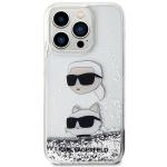 Husa Karl Lagerfeld Liquid Glitter Karl and Choupette Heads compatibila cu iPhone 14 Pro Max, Silver 2 - lerato.ro