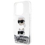 Husa Karl Lagerfeld Liquid Glitter Karl and Choupette Heads compatibila cu iPhone 14 Pro Max, Silver 7 - lerato.ro