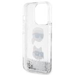 Husa Karl Lagerfeld Liquid Glitter Karl and Choupette Heads compatibila cu iPhone 14 Pro Max, Silver 8 - lerato.ro
