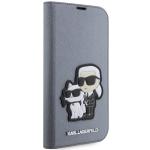 Husa flip cover Karl Lagerfeld Saffiano Karl and Choupette compatibila cu iPhone 14 Pro, Silver 6 - lerato.ro