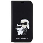 Husa flip cover Karl Lagerfeld Saffiano Karl and Choupette compatibila cu iPhone 14 Pro Max, Negru 2 - lerato.ro