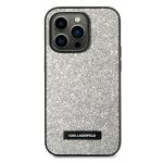 Husa Karl Lagerfeld Glitter Plaque Logo compatibila cu iPhone 14 Pro, Silver 2 - lerato.ro