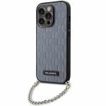 Husa Karl Lagerfeld Saffiano Monogram Chain compatibila cu iPhone 14 Pro, Silver 3 - lerato.ro