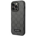 Husa Karl Lagerfeld Saffiano Mono Metal Logo compatibila cu iPhone 14 Pro, Gri 3 - lerato.ro