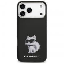 Carcasa Karl Lagerfeld IML Aquarelle Choupette Logo cu MagSafe compatibila cu iPhone 17 Pro Max, Negru