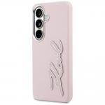 Husa Karl Lagerfeld Grained Signature Metal Resin Logo compatibila cu Samsung Galaxy S26, Roz 3 - lerato.ro