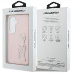 Husa Karl Lagerfeld Grained Signature Metal Resin Logo compatibila cu Samsung Galaxy S26, Roz 9 - lerato.ro