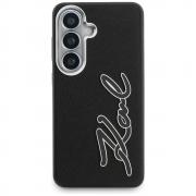 Husa Karl Lagerfeld Grained Signature Metal Resin Logo compatibila cu Samsung Galaxy S26, Negru