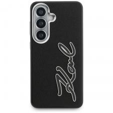 Husa Karl Lagerfeld Grained Signature Metal Resin Logo compatibila cu Samsung Galaxy S26, Negru