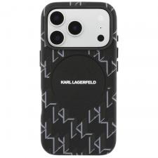 Husa Karl Lagerfeld Monogram Logo cu MagSafe compatibila cu iPhone 17 Pro, Negru