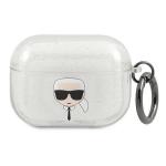 Carcasa Karl Lagerfeld Glitter Karl Head compatibila cu Apple AirPods Pro 1 / 2, Silver 2 - lerato.ro
