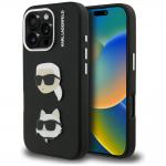 Husa Karl Lagerfeld FW Grained Karl and Choupette Heads Pins compatibila cu iPhone 16 Pro Max, Negru 4 - lerato.ro