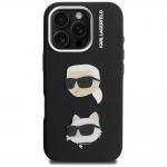 Husa Karl Lagerfeld FW Grained Karl and Choupette Heads Pins compatibila cu iPhone 16 Pro Max, Negru 2 - lerato.ro