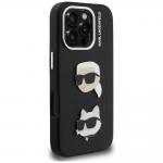 Husa Karl Lagerfeld FW Grained Karl and Choupette Heads Pins compatibila cu iPhone 16 Pro Max, Negru 5 - lerato.ro