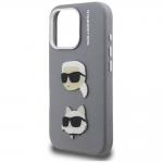 Husa Karl Lagerfeld FW Grained Karl and Choupette Heads Pins compatibila cu iPhone 16 Pro Max, Gri 7 - lerato.ro