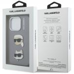 Husa Karl Lagerfeld FW Grained Karl and Choupette Heads Pins compatibila cu iPhone 16 Pro Max, Gri 9 - lerato.ro